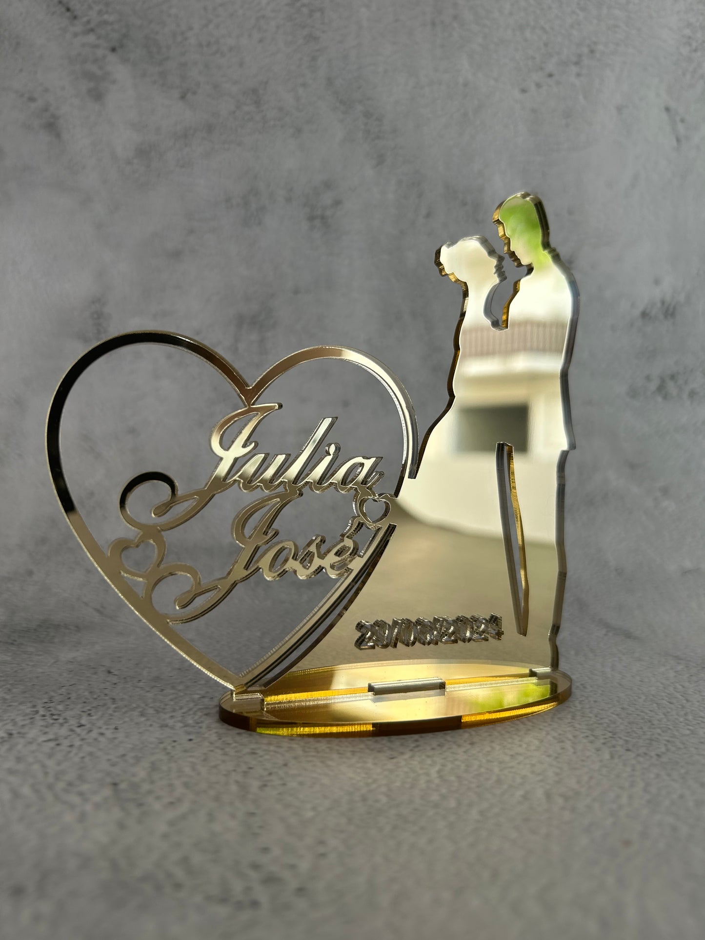 Topper de casamento silhuetas com suporte