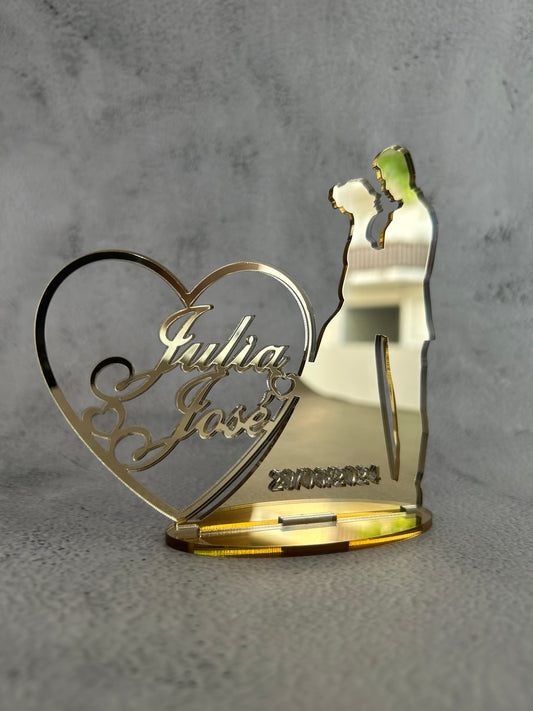 Topper de casamento silhuetas com suporte