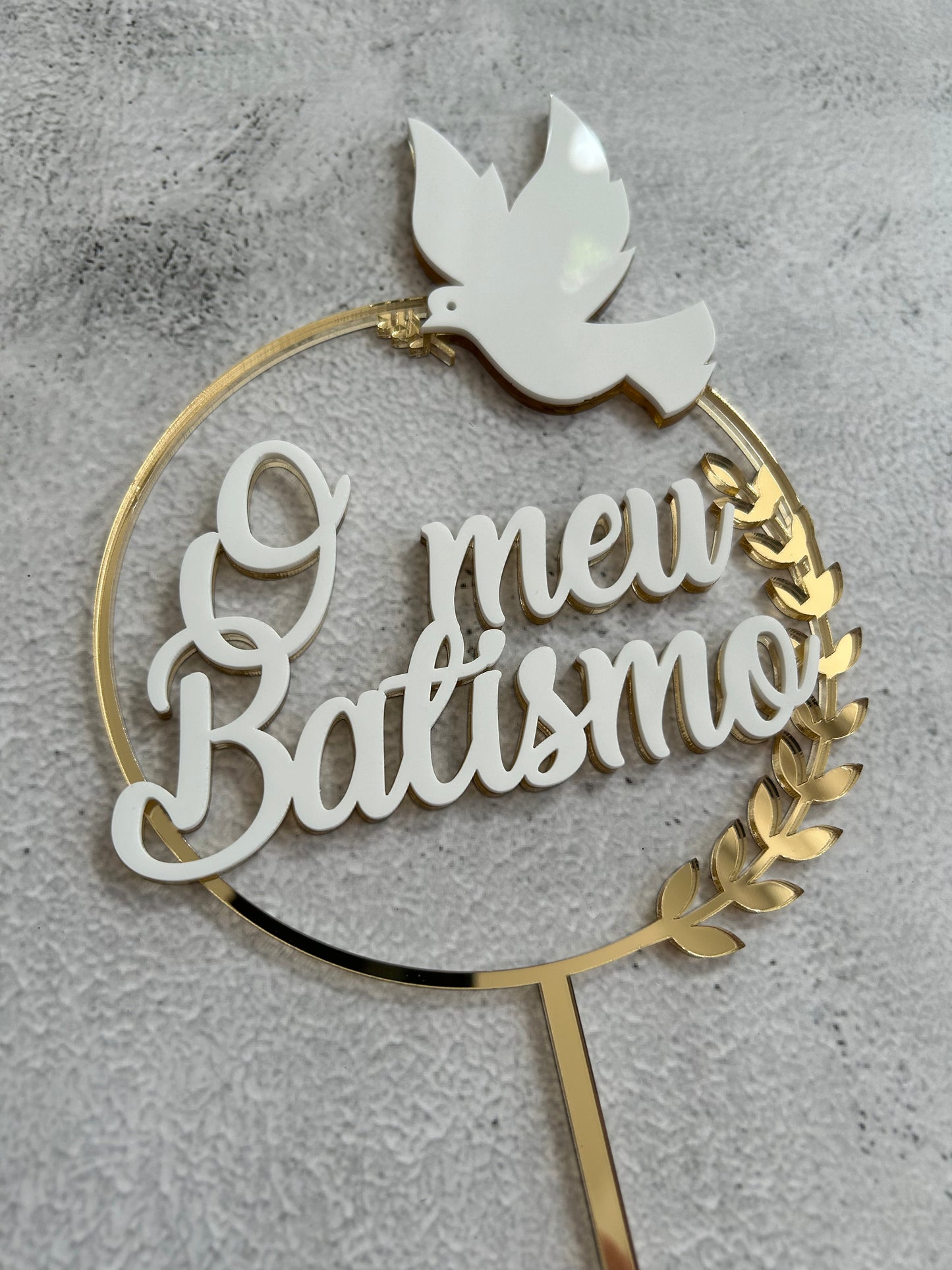 Topper acrílico O meu Batizmo com pomba