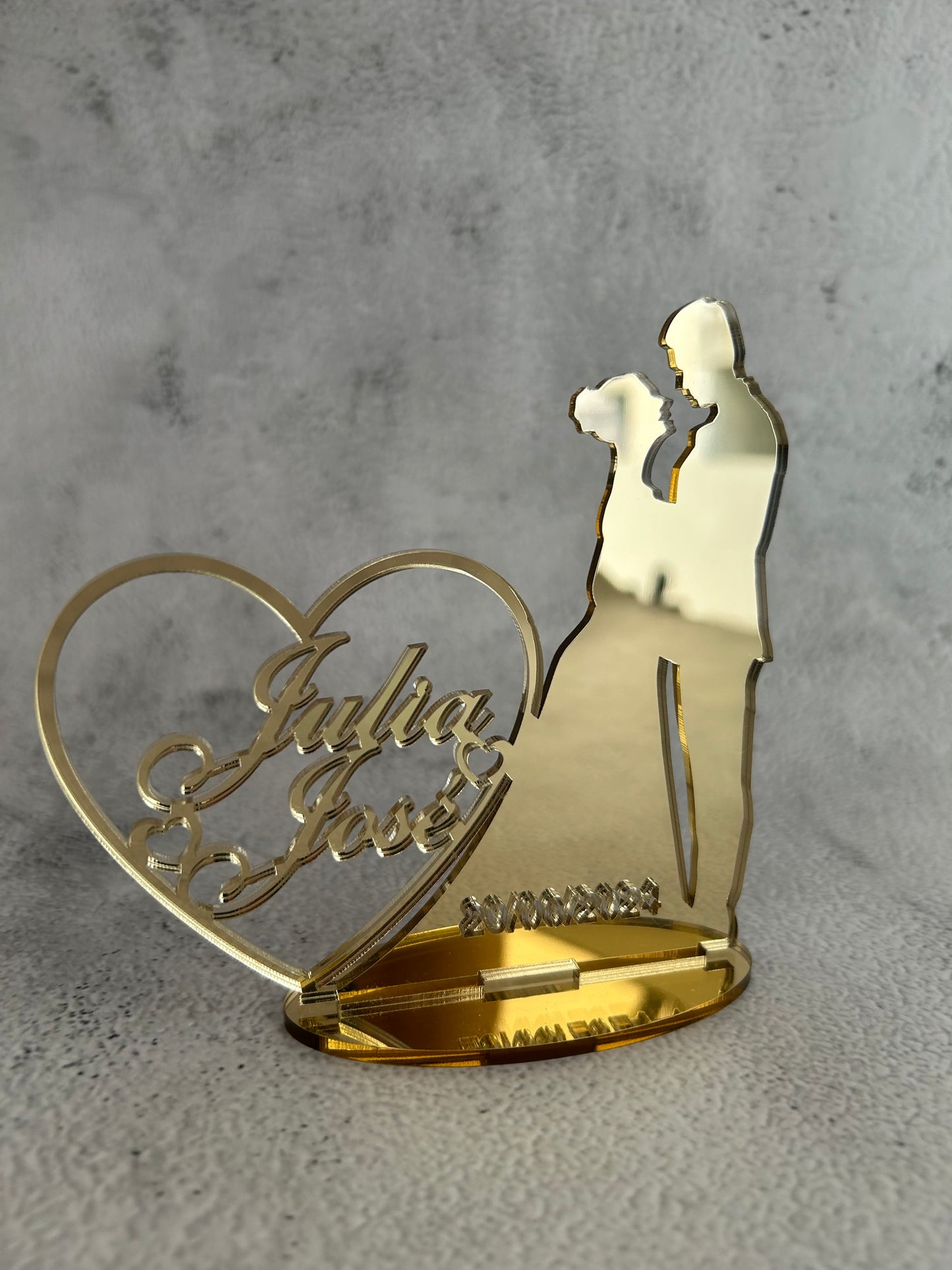Topper de casamento silhuetas com suporte