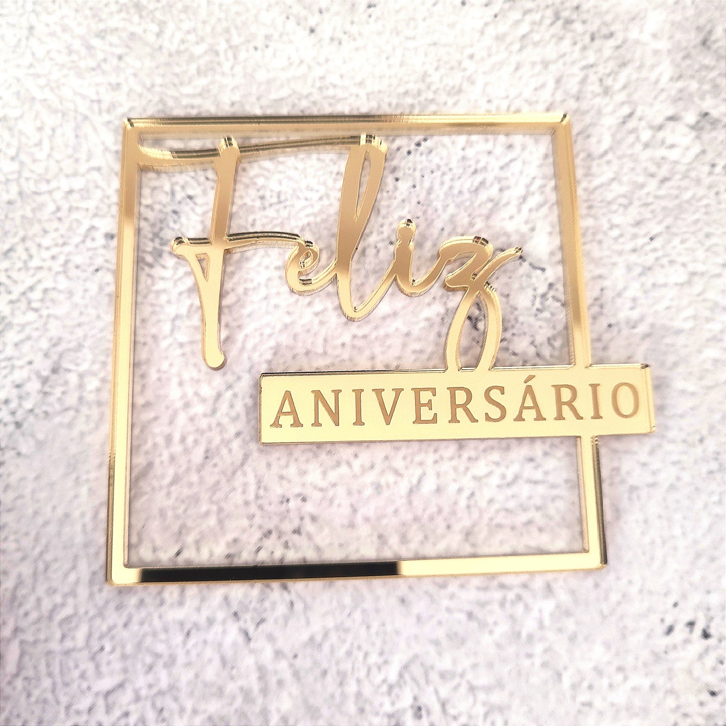 Topper acrílico frontal Feliz Aniversário