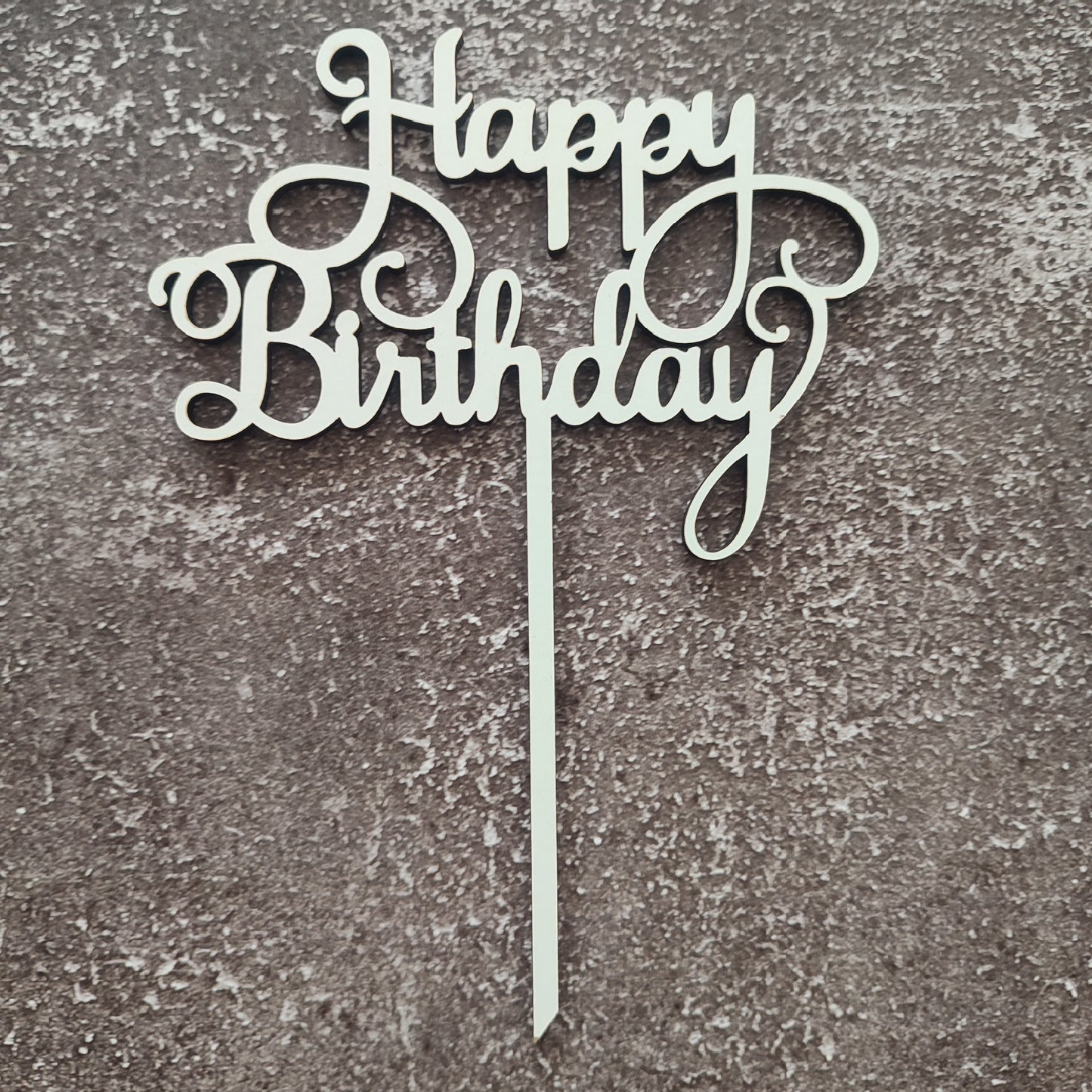 Topper Happy Birthday em MDF branco