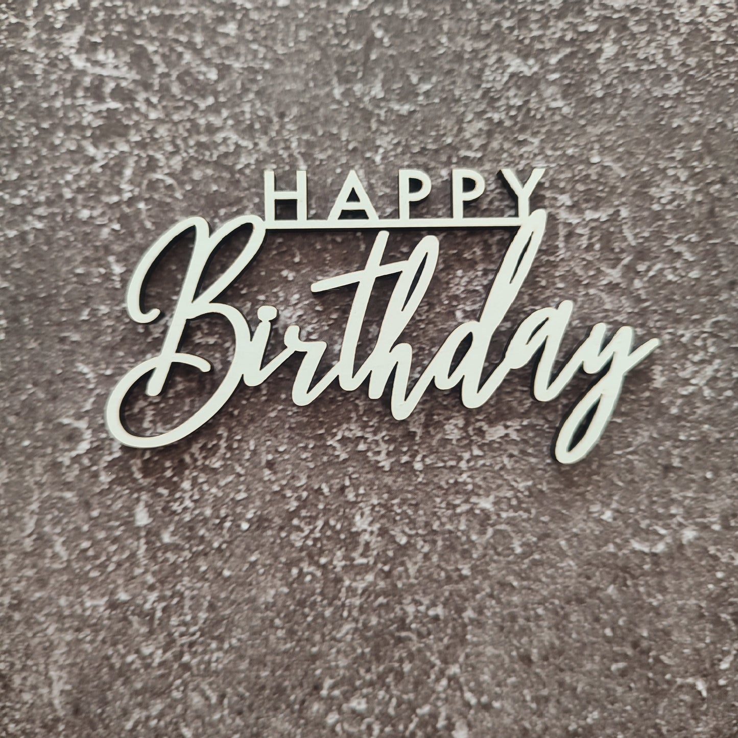 Topper frontal Happy Birthday em MDF branco