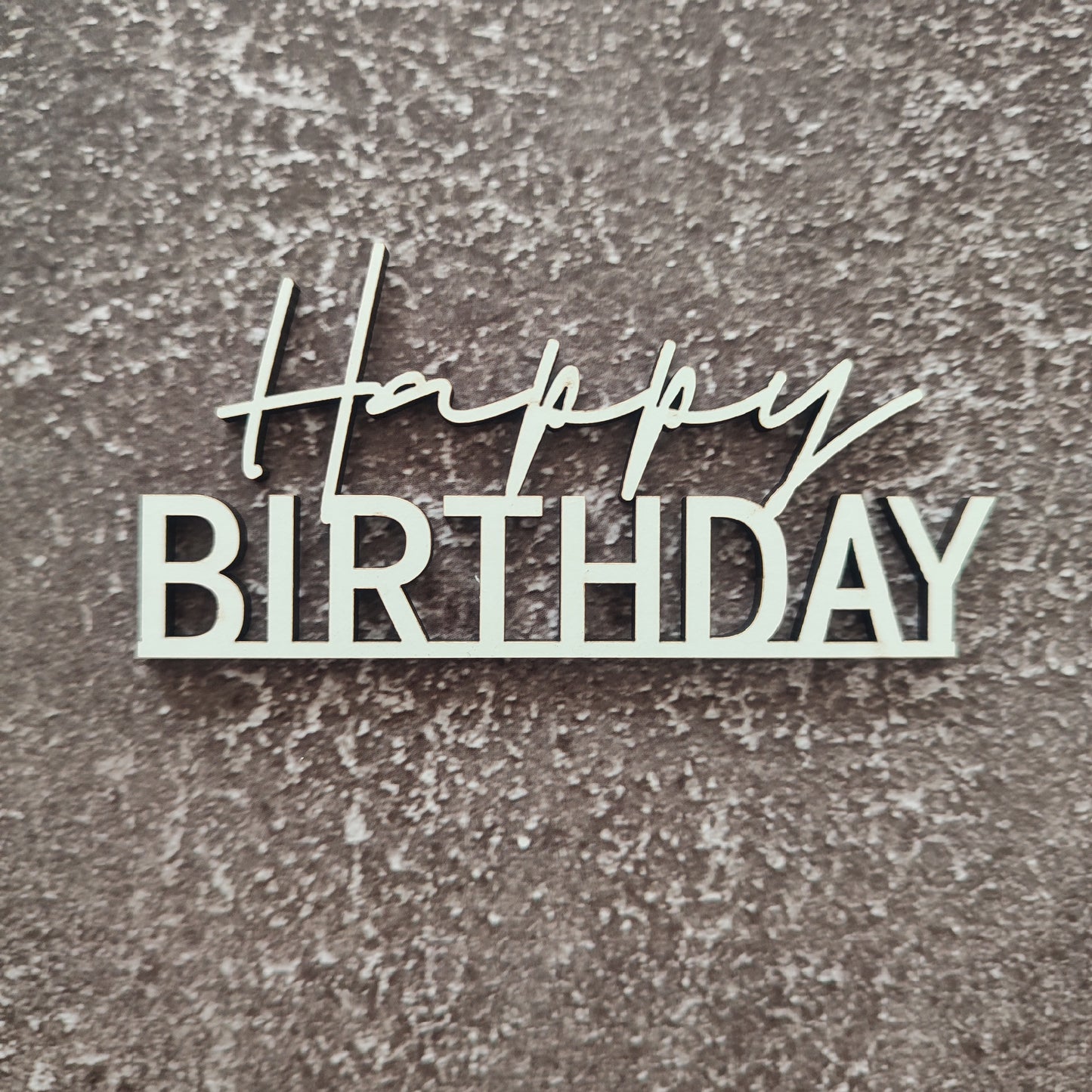 Topper frontal Happy Birthday em MDF branco
