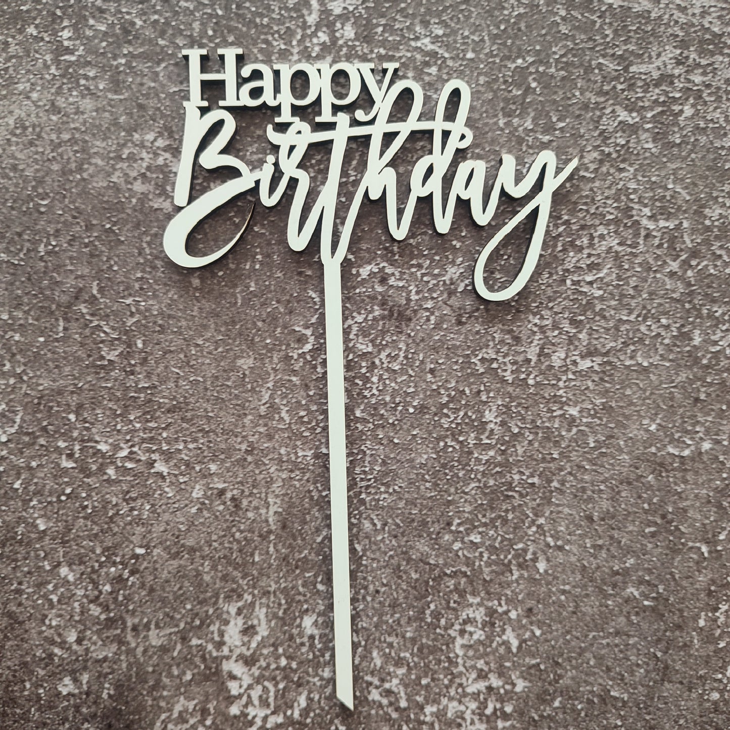 Topper Happy Birthday em MDF branco