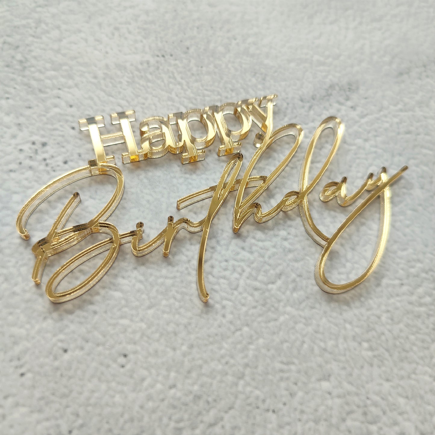 Topper acrílico Happy Birthday frontal