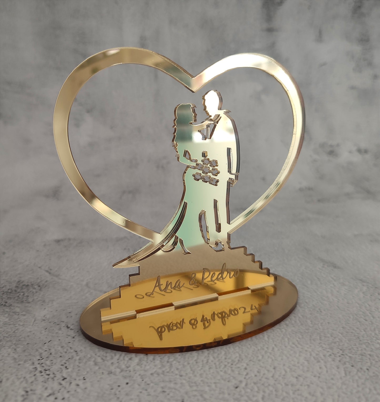 Topper de casamento silhuetas com suporte