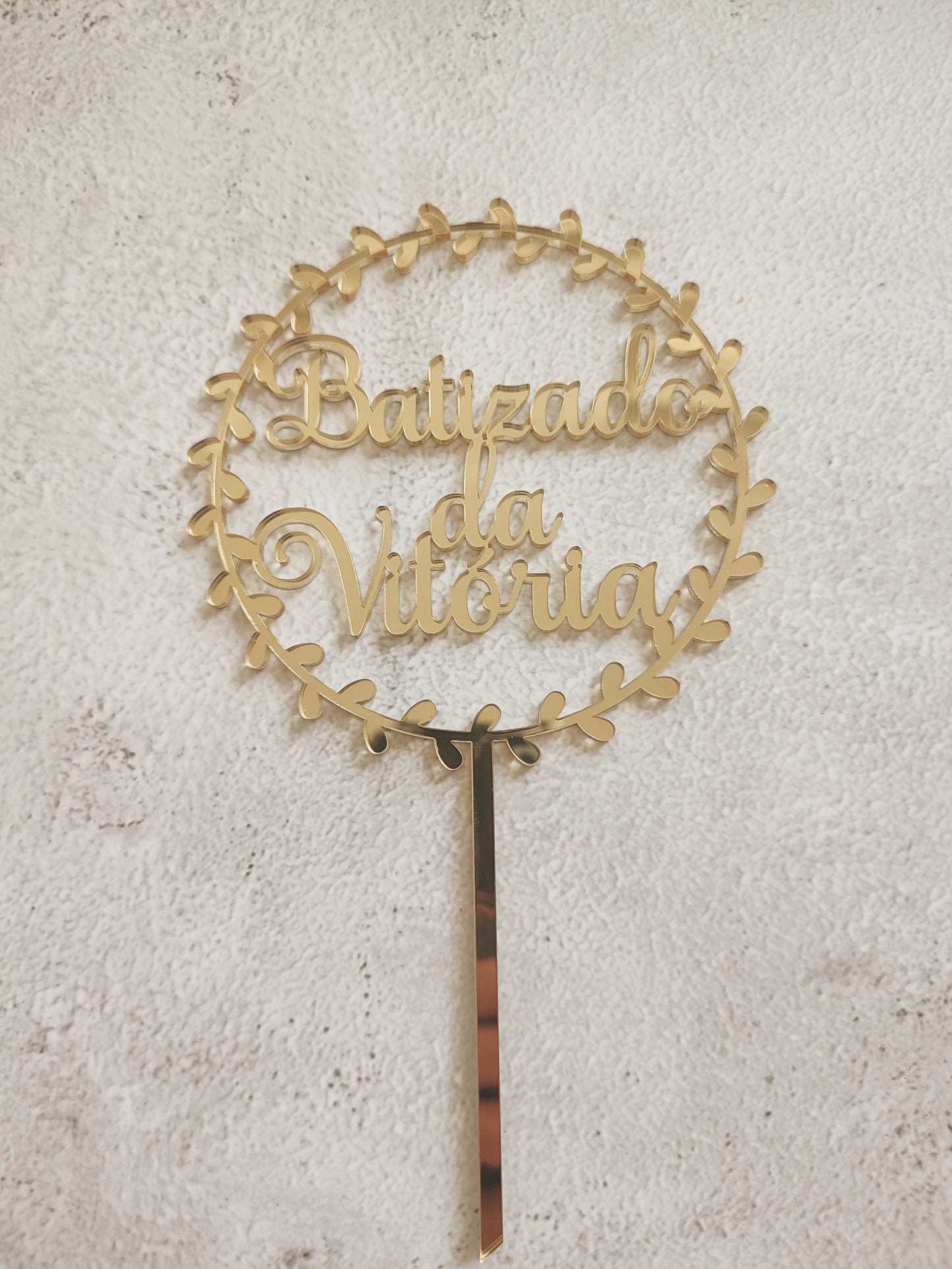 Topper acrílico Batizado com nome