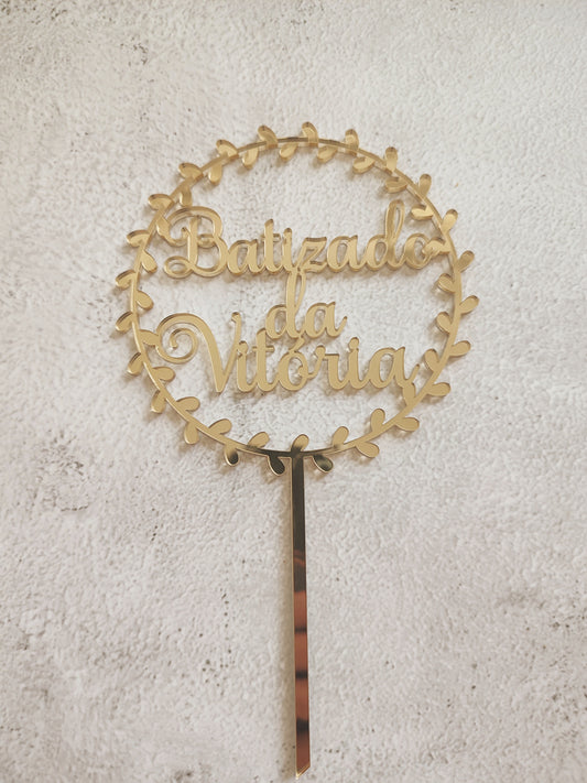 Topper acrílico Batizado com nome