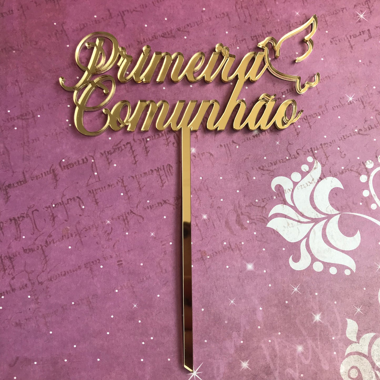 Topper acrílico Primeira Comunhão (com pomba)