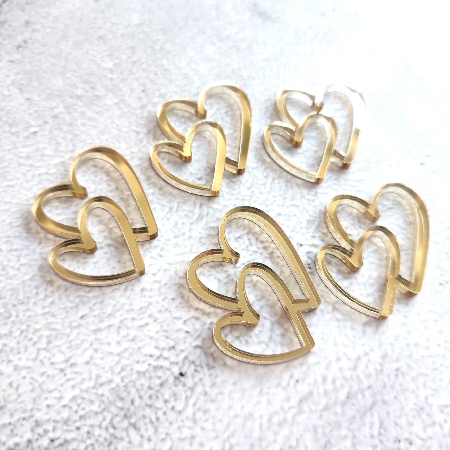 Conjunto de Mini-toppers acrílicos Coração