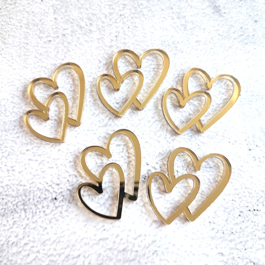 Conjunto de Mini-toppers acrílicos Coração