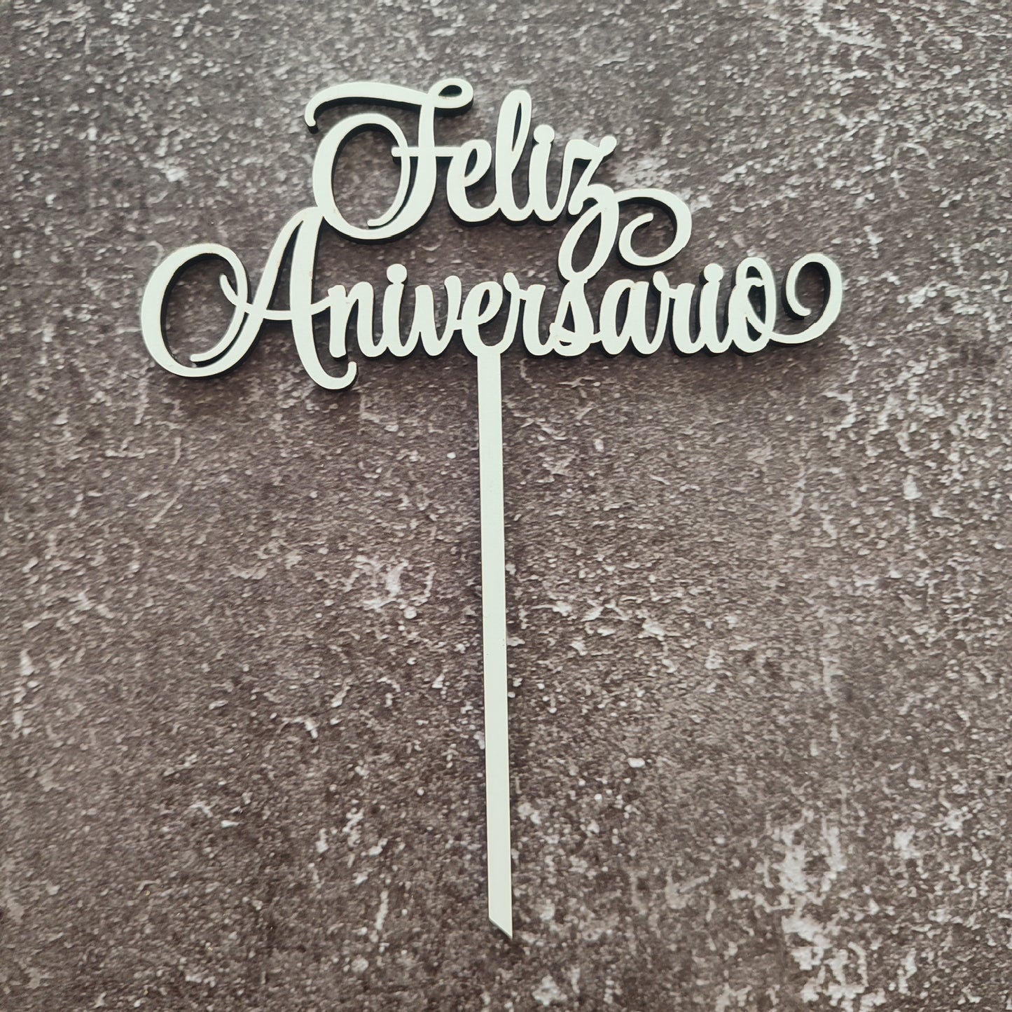 Topper Feliz Aniversário em MDF branco