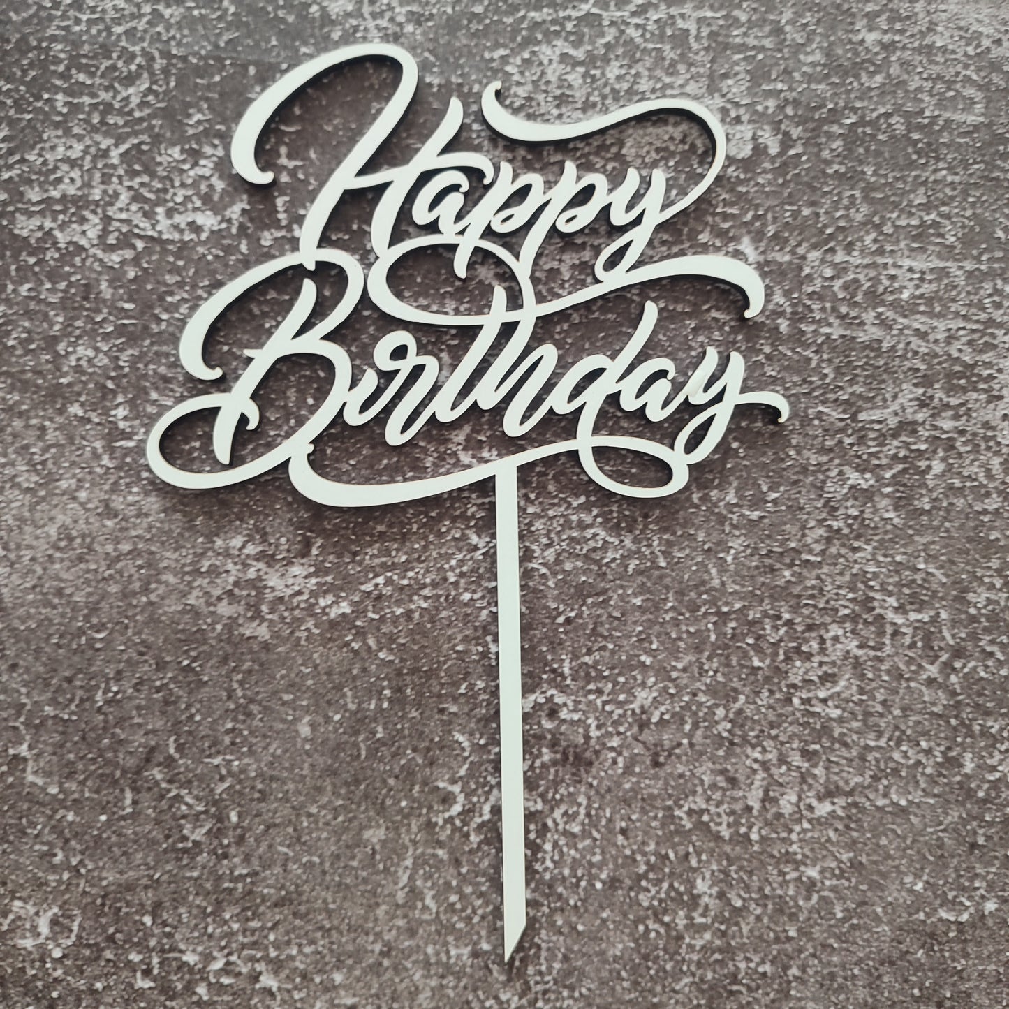 Topper Happy Birthday em MDF branco