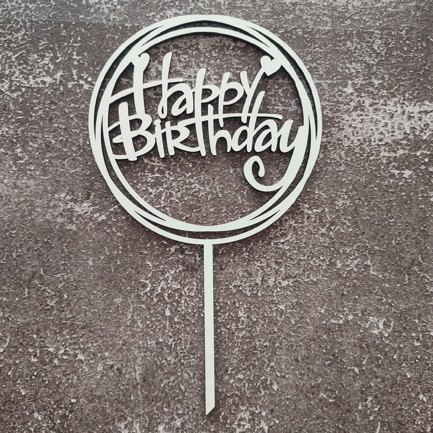 Topper Happy Birthday em MDF branco