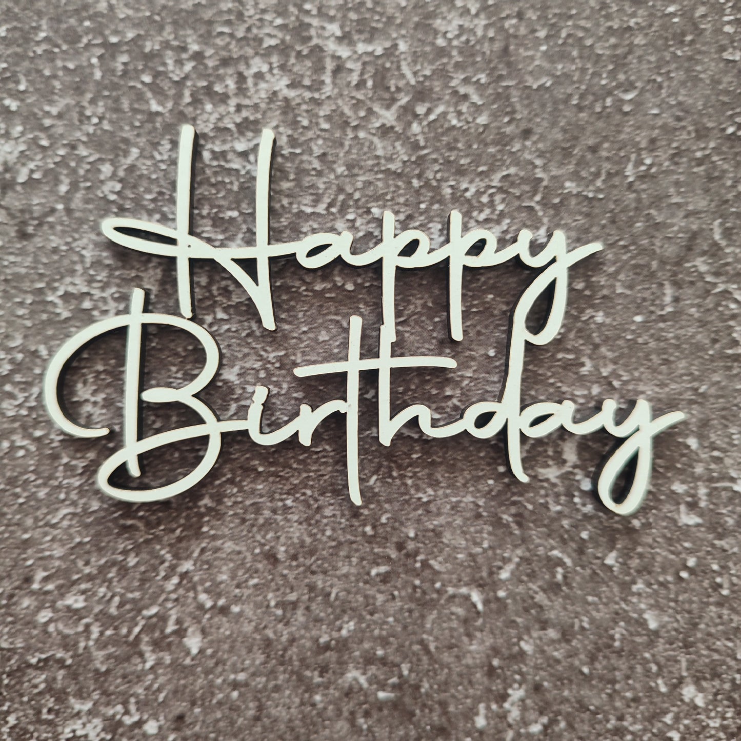 Topper frontal Happy Birthday em MDF branco