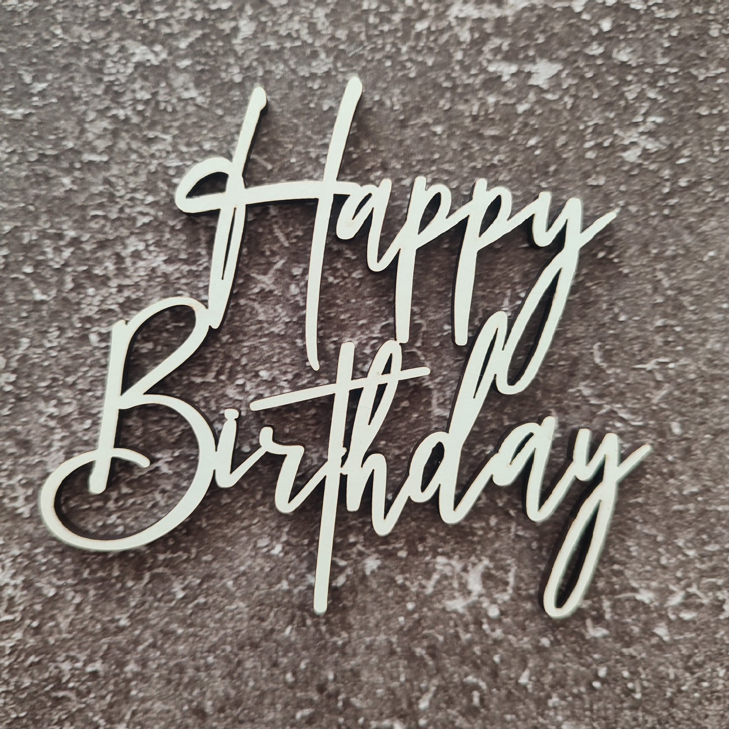 Topper frontal Happy Birthday em MDF branco