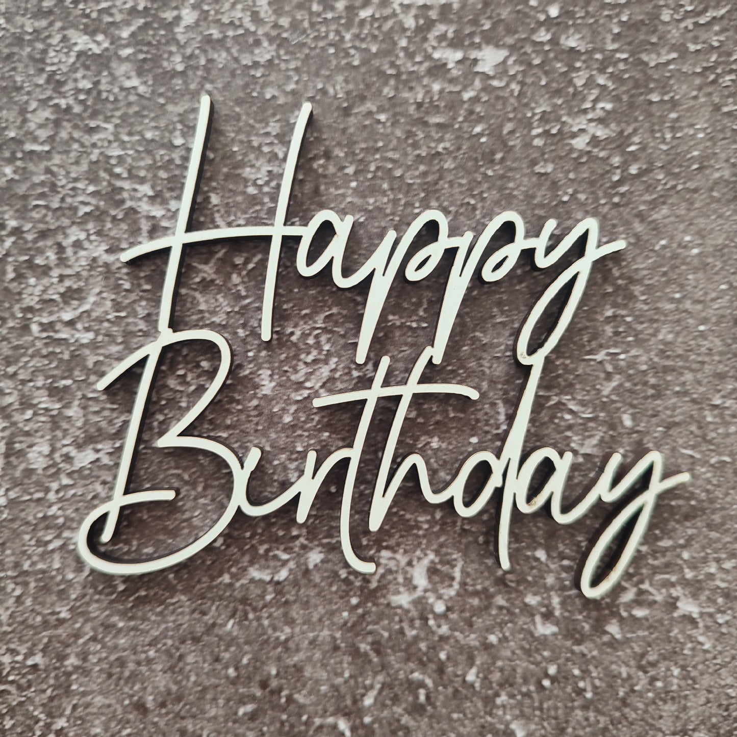 Topper frontal Happy Birthday em MDF branco