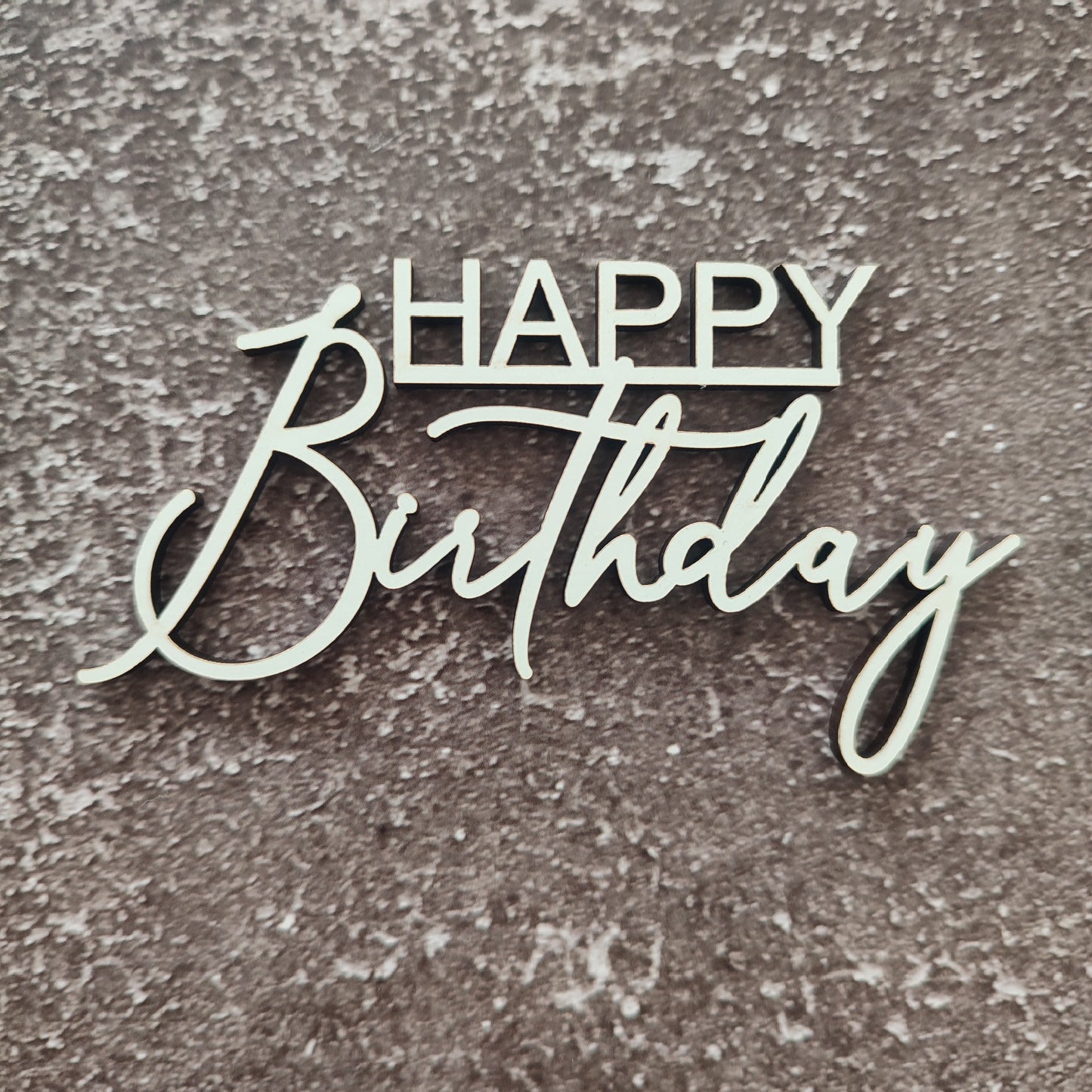 Topper frontal Happy Birthday em MDF branco