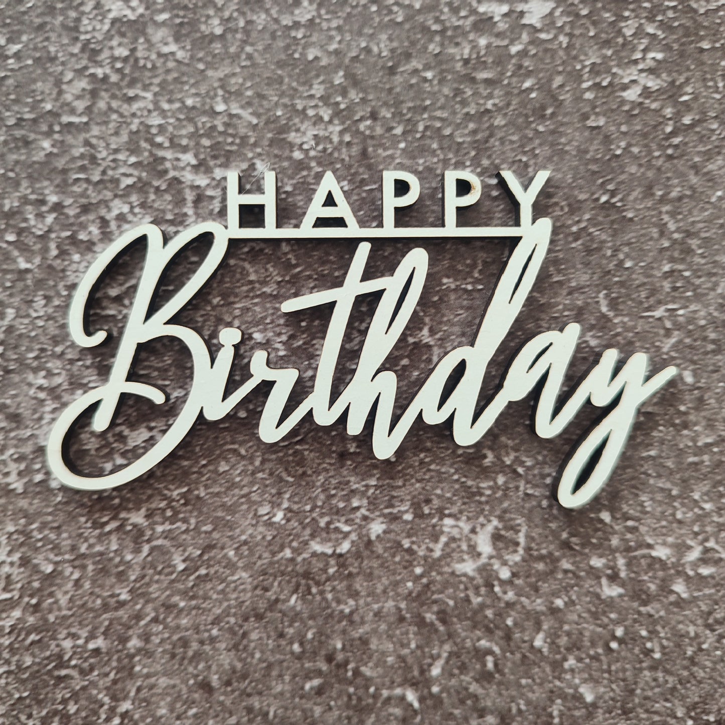 Topper frontal Happy Birthday em MDF branco