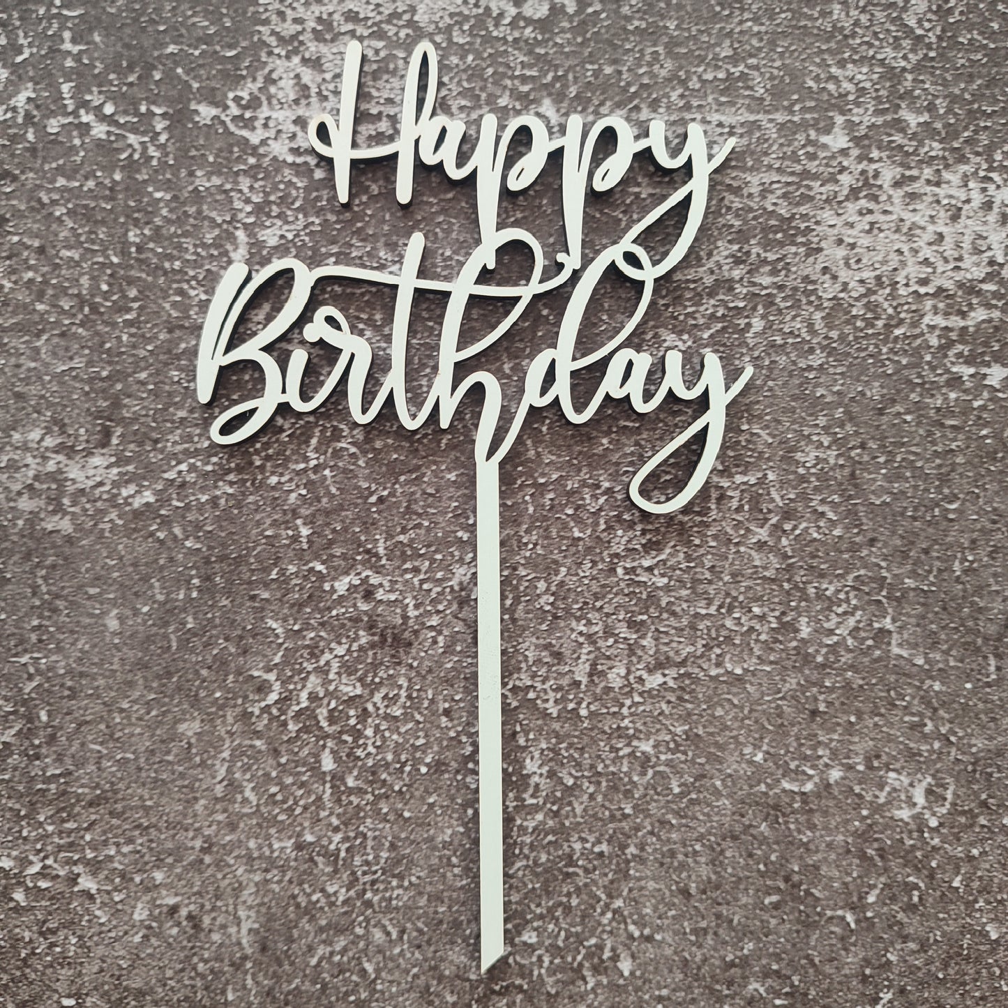 Topper Happy Birthday em MDF branco
