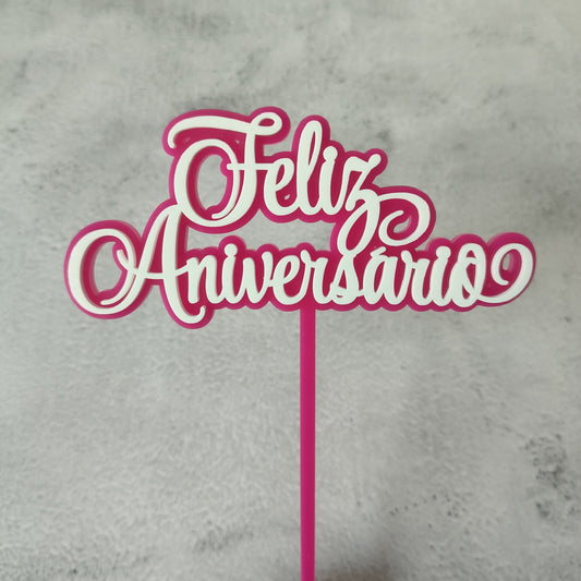 Topper acrílico Feliz aniversário n.2
