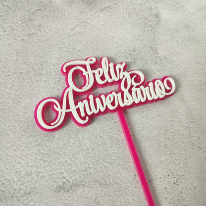 Topper acrílico Feliz aniversário n.2