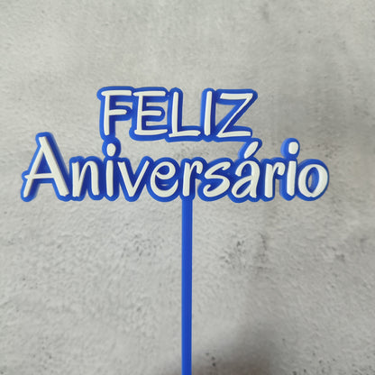 Topper acrílico Feliz aniversário n.4