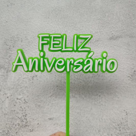 Topper acrílico Feliz aniversário n.6
