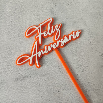 Topper acrílico Feliz aniversário n.3