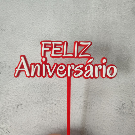 Topper acrílico Feliz aniversário n.5