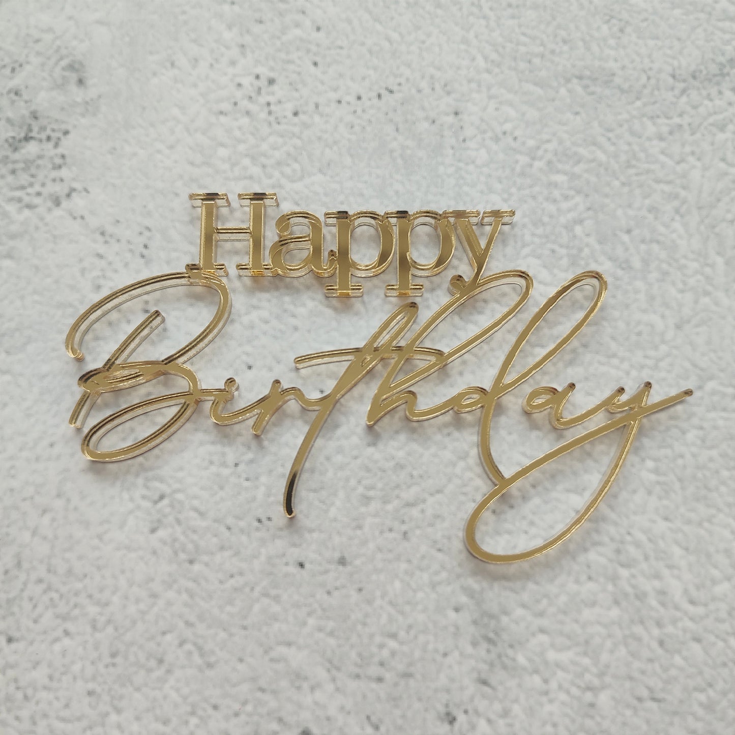 Topper acrílico Happy Birthday frontal