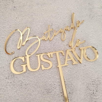 Topper acrílico Batizado com nome