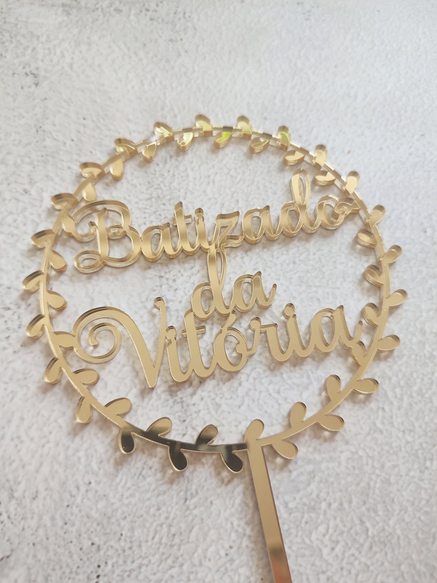 Topper acrílico Batizado com nome