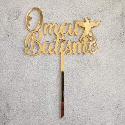 Topper acrílico O meu Batismo com Anjo