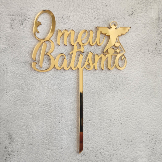Topper acrílico O meu Batismo com Anjo