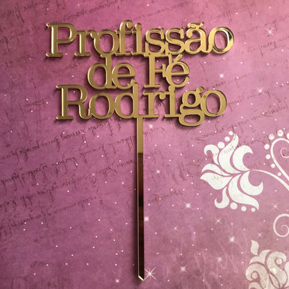 Topper acrílico Profissão de Fé personalizado