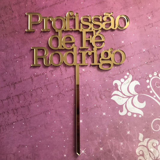 Topper acrílico Profissão de Fé personalizado