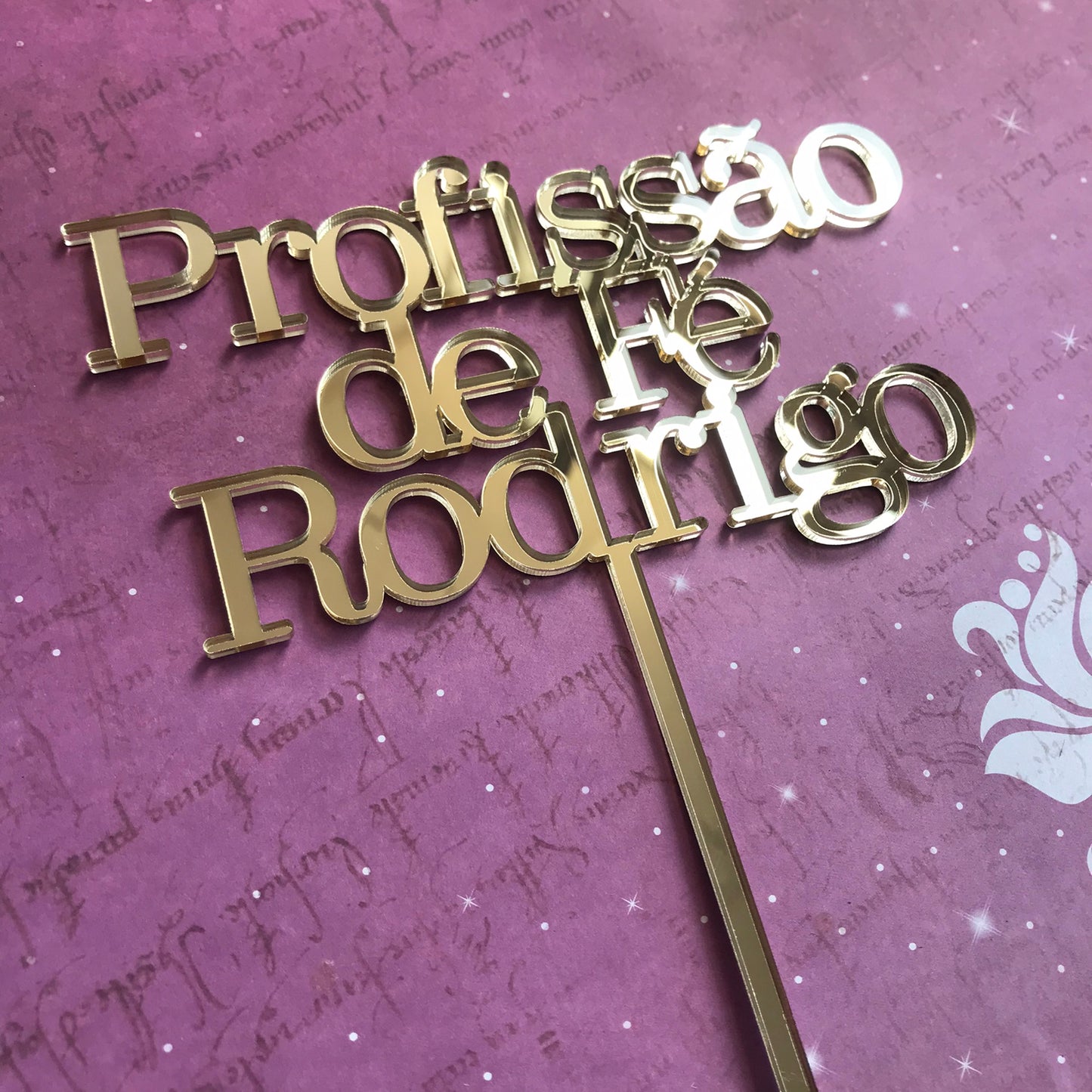 Topper acrílico Profissão de Fé personalizado