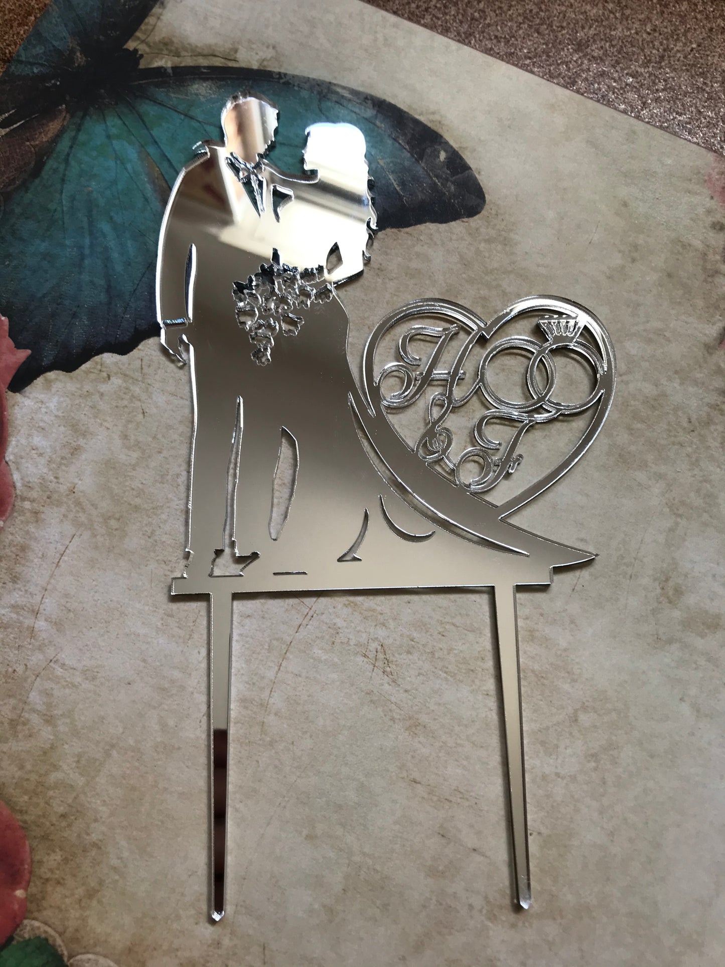 Topper de casamento silhuetas de noivos