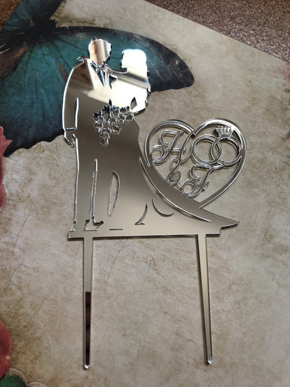 Topper de casamento silhuetas de noivos