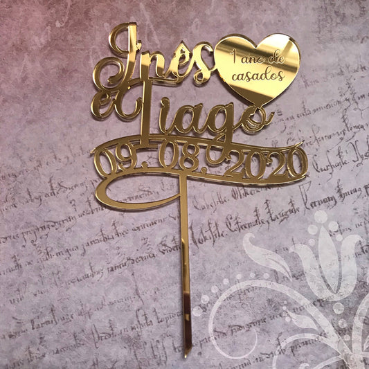 Topper de casamento Nomes e data