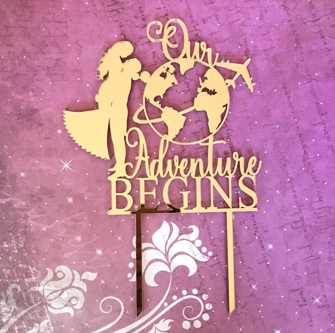 Topper de casamento "Viagens, adventure begins"