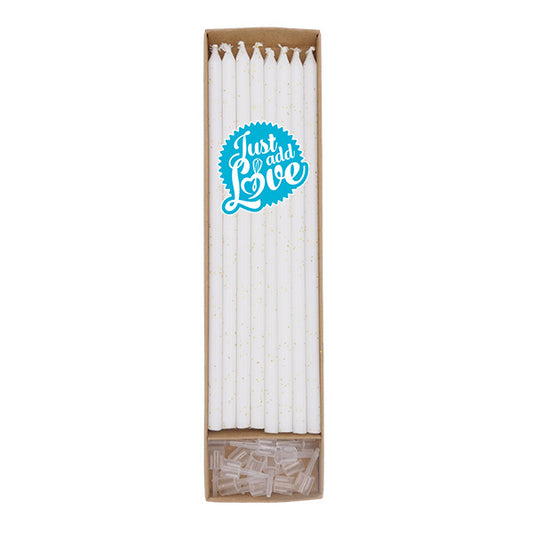 Velas altas 15 cm Branco com detalhes ouro