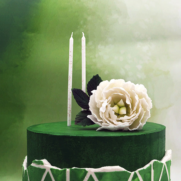 Velas altas 15 cm Branco com detalhes ouro