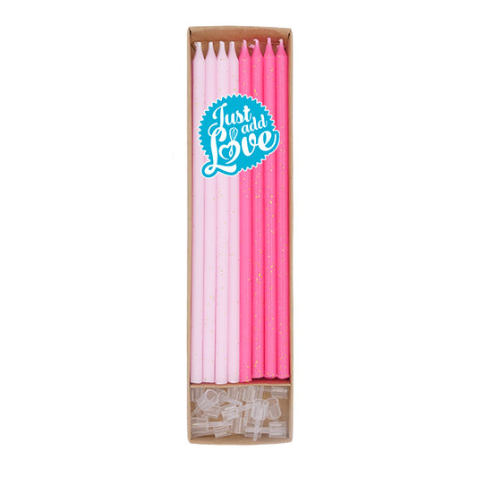 Velas 15 cm Rosa com detalhes ouro