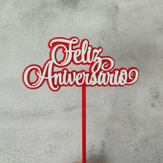 Topper acrílico Feliz aniversário n.1