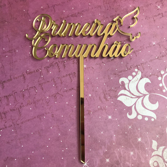 Topper acrílico Primeira Comunhão (com pomba)