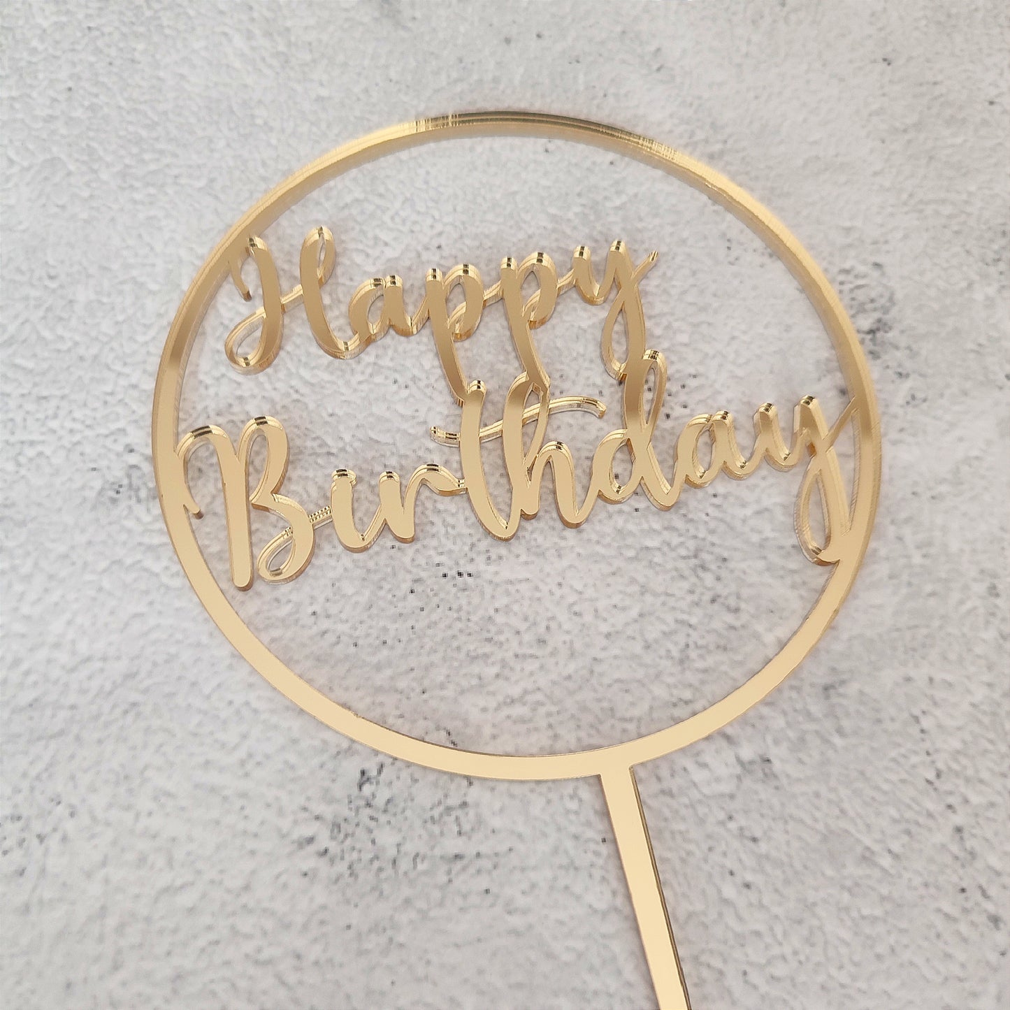 Topper acrílico Happy Birthday redondo