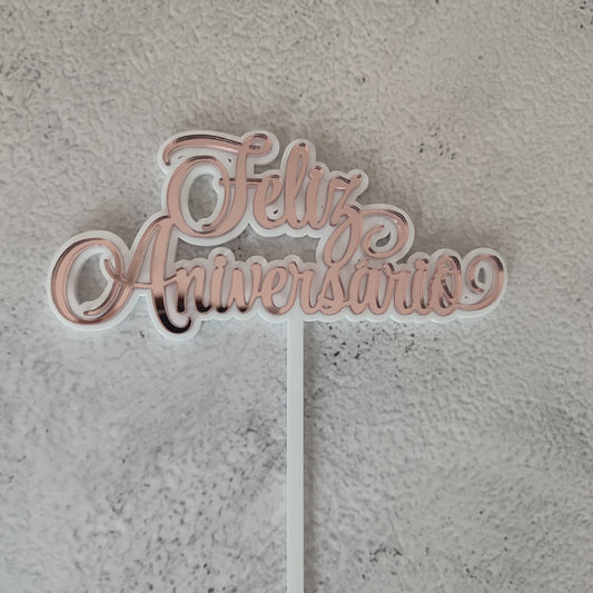 Topper acrílico Feliz aniversário n.7